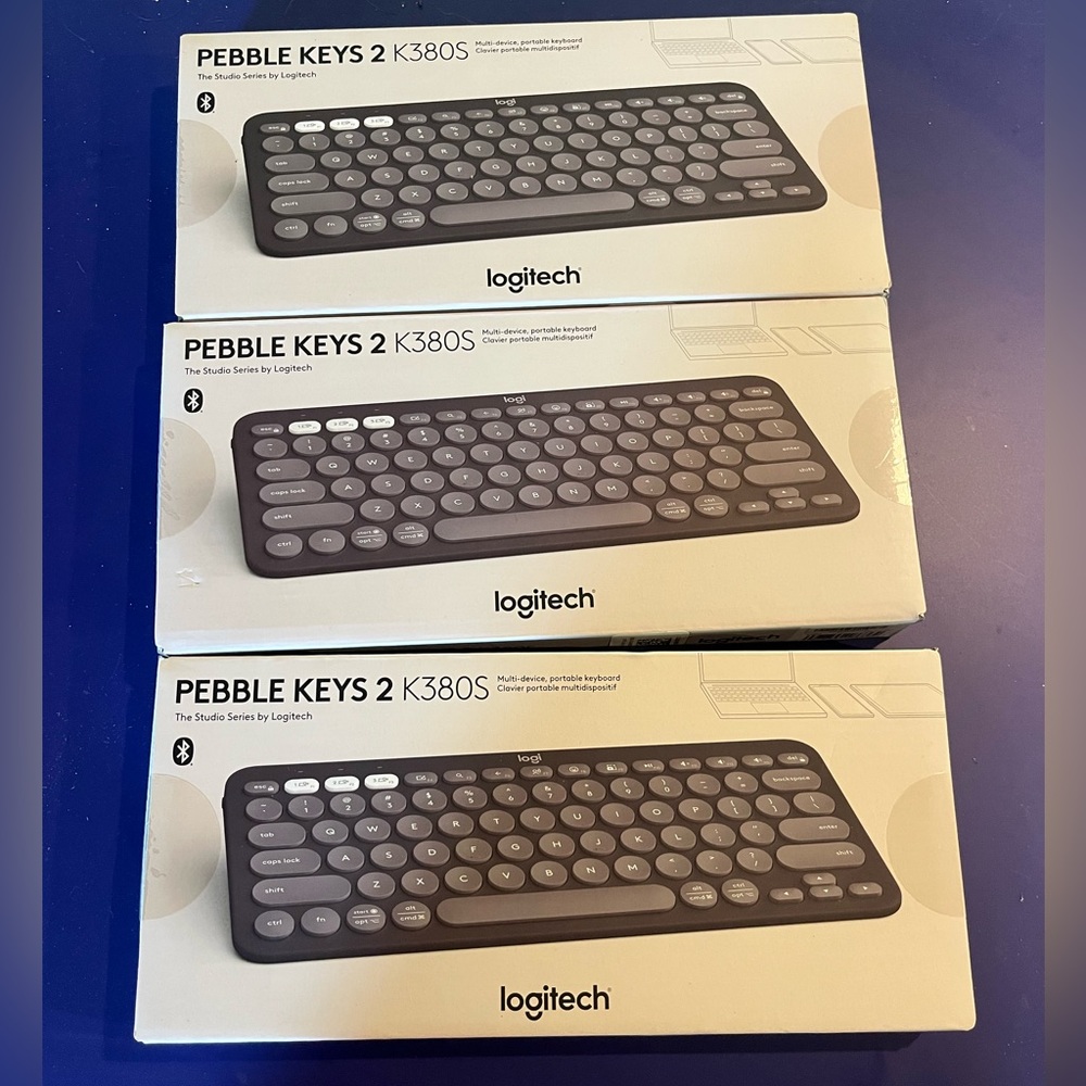 Logitech Pebble Keys 2 K380S Computer Keyboard Graphite Set of 3 - Picture 1 of 2